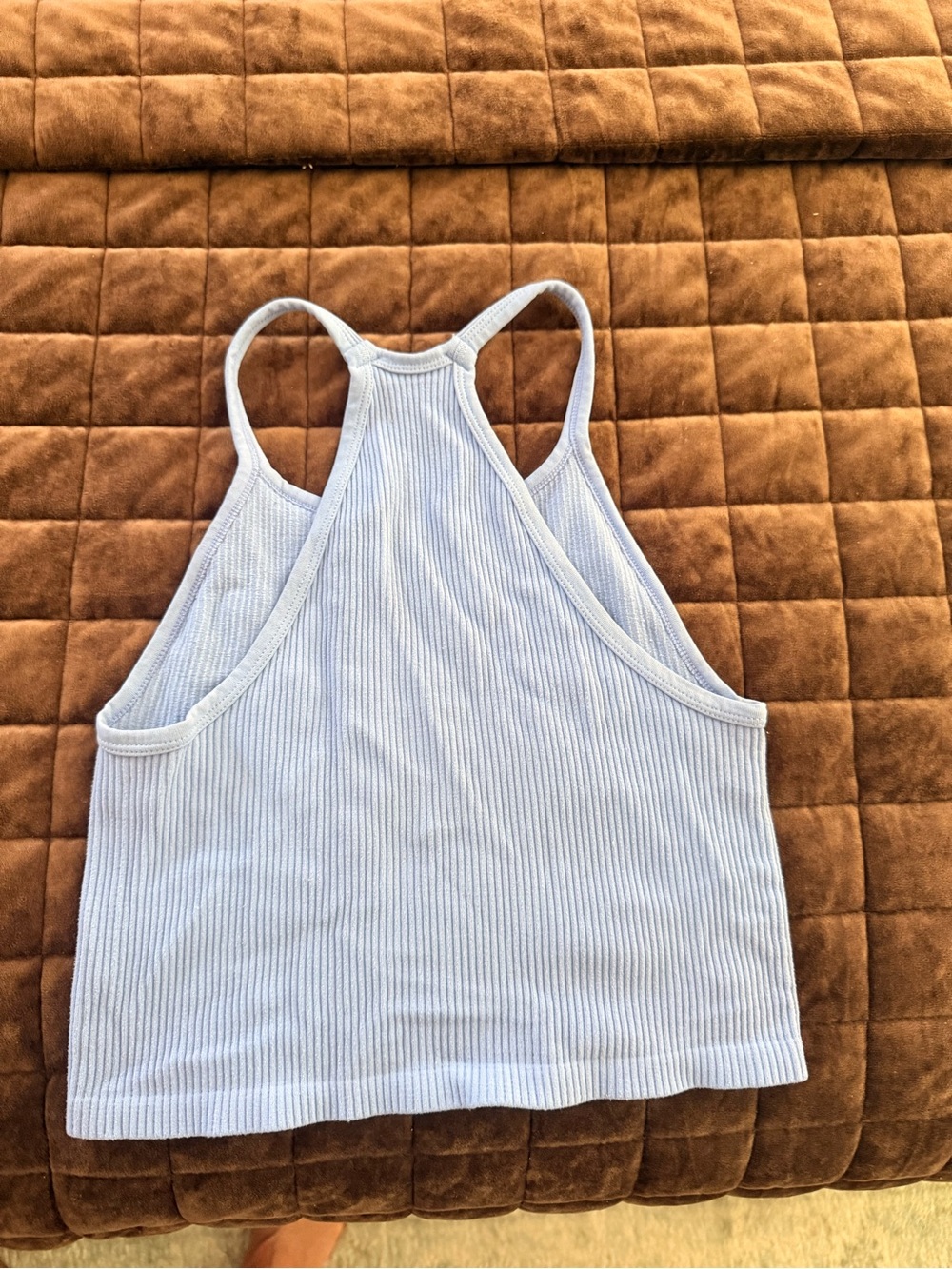Light Blue Ribbed Racerback Tank Top - Women - Picture 2 of 2